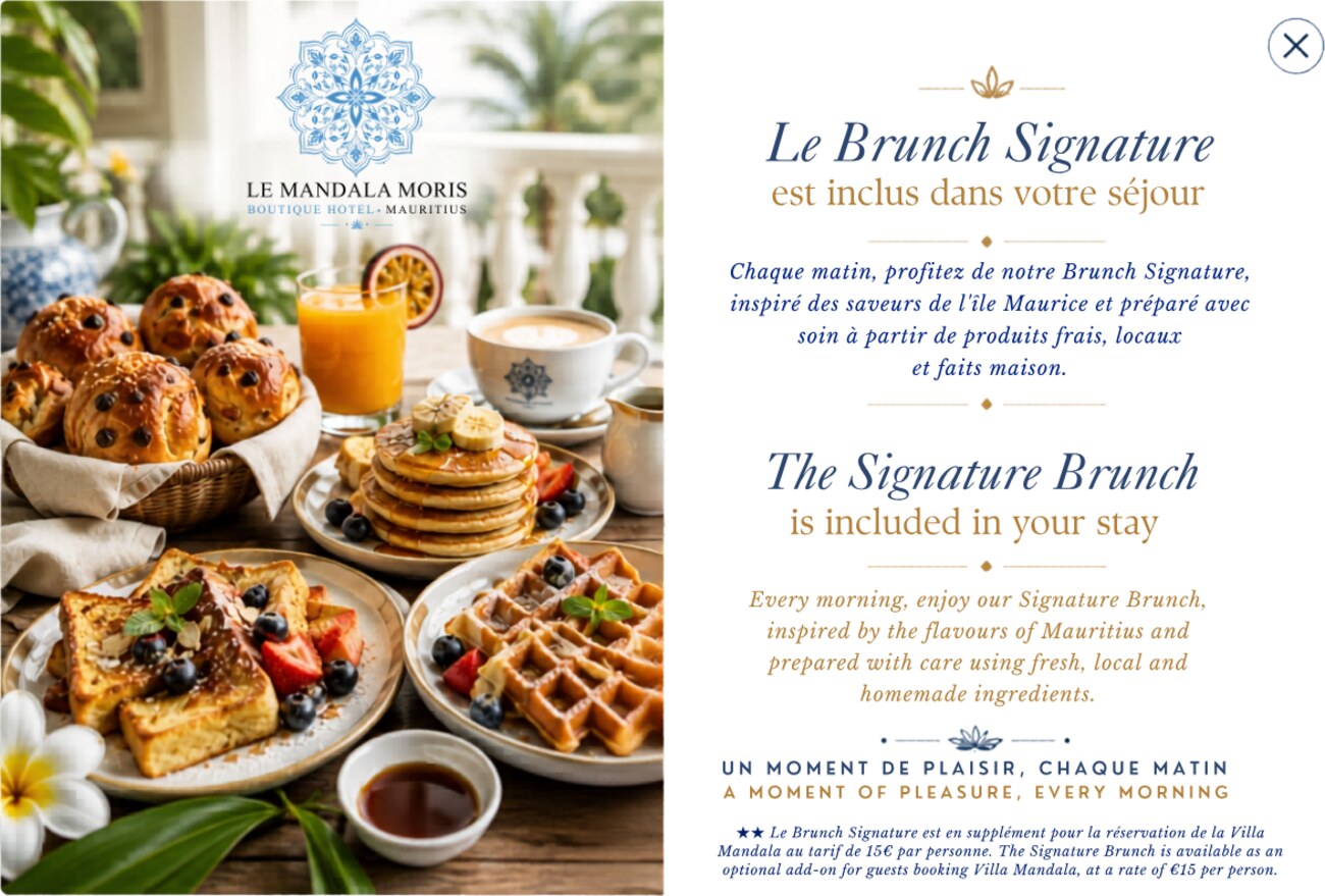 Le Brunch Signature est inclus dans votre séjour au Mandala Moris