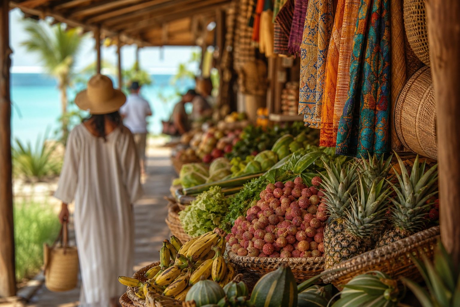 Quatre Bornes : marché aux tissus, shopping et vie locale — île Maurice