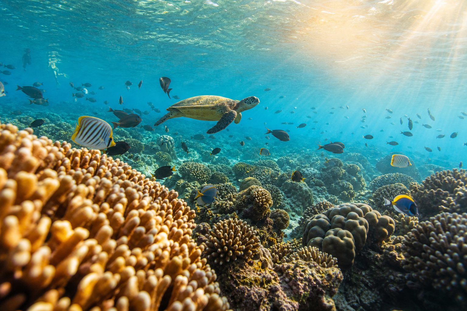 Fonds marins et poissons tropicaux au large de Trou aux Biches