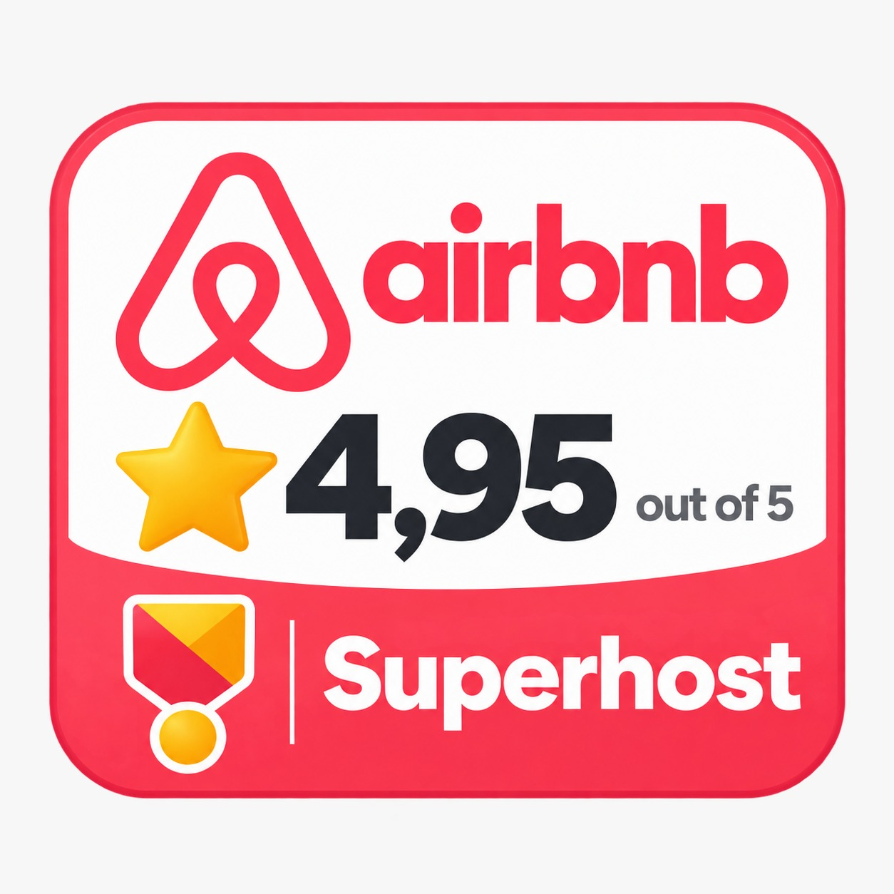 Airbnb : note de 4,95 sur 5 et statut Superhost